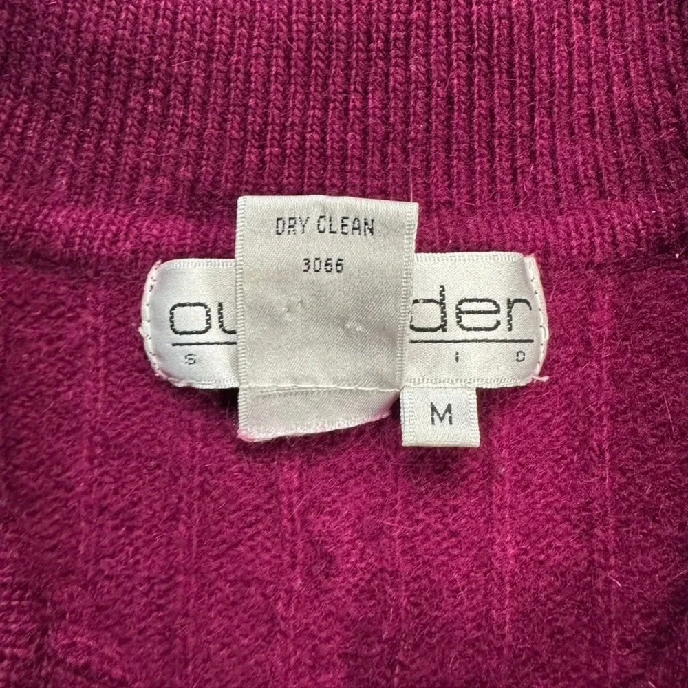 Vintage Outlander Studio Lambswool Angora Cable Knit Polo‎ Sweater Dress Pink M